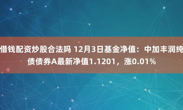 借钱配资炒股合法吗 12月3日基金净值：中加丰润纯债债券A最新净值1.1201，涨0.01%