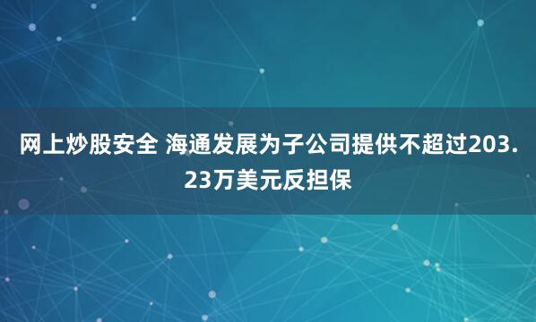 网上炒股安全 海通发展为子公司提供不超过203.23万美元反担保